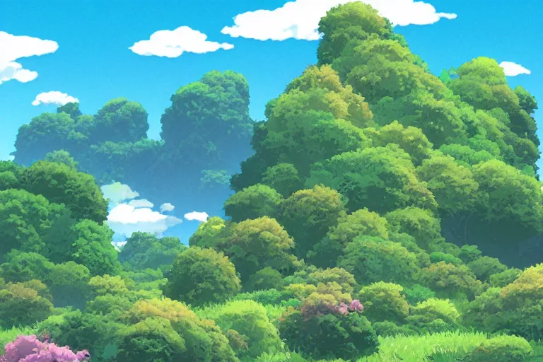 Prompt: a beautiful landscape, digital art, by studio Ghibli,