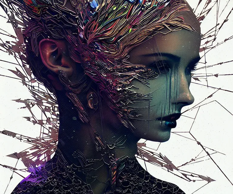 Image similar to shkkeled in the voied, by hr beeple and cgsociety | sw, insanely detailed, artstation, spaunning otherworldly gothic goddess of ice fire, dark and mysterious, atmospheric, ominous, eerie, cinematic, epiblowwing snow is pilling concept art in style of carne griffiths artwork by xsullo el anatsui