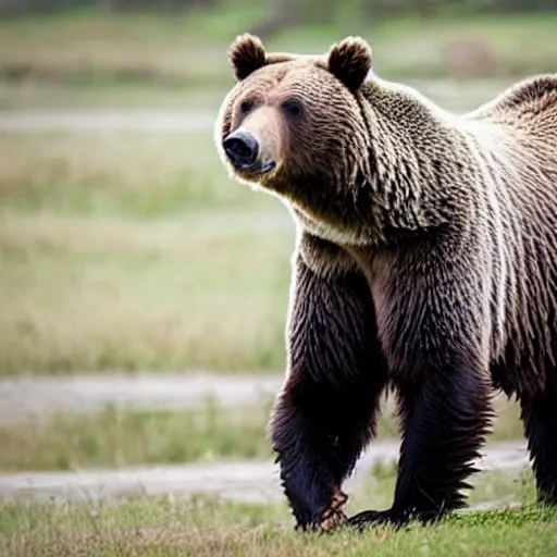 Prompt: grizzly bear riding a horse