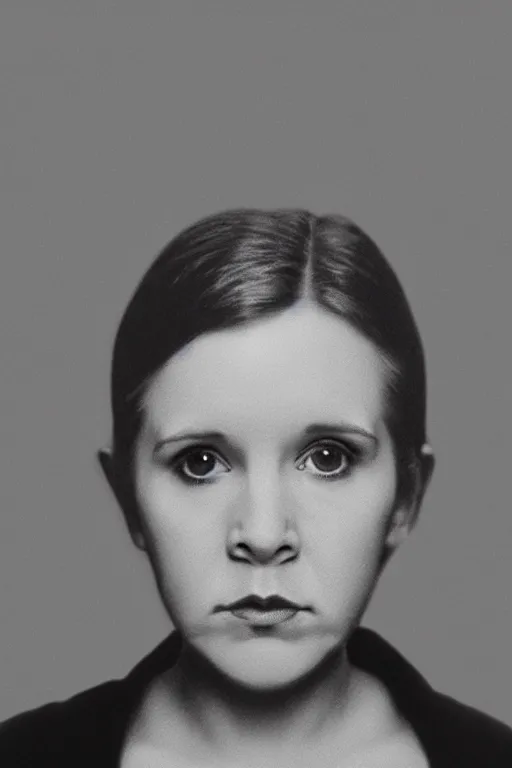 Prompt: a portrait of young carrie fisher, in the style of gottfried helnwein, dirk dzimirsky, gustave courbet, dramatic studio lighting, 3 5 mm f 1. 4 lens depth of field, octane render 8 k, hyperdetailed, trending on artstation, award winning