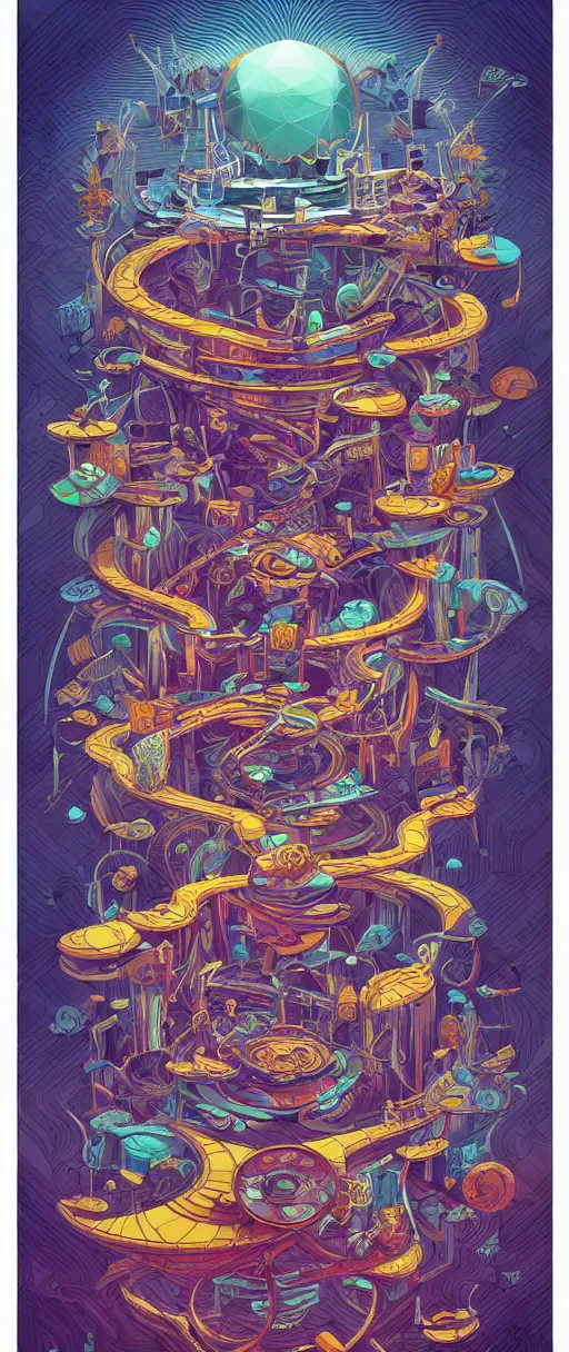 Image similar to egregious twisted turn of fate abstraction, centered award winning ink pen illustration, isometric abstract illustration by dan mumford, edited by craola, technical drawing by beeple and tooth wu, tiny details by artgerm and watercolor girl, symmetrically isometrically centered