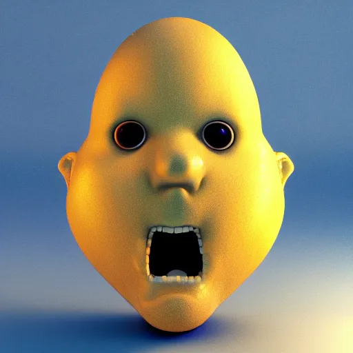 Image similar to blob with a detailed face, 3 d render, rendered lighting