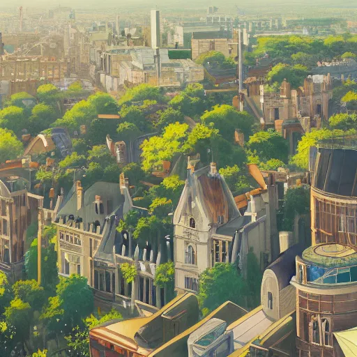 Image similar to A beautiful painting of London ,Anime ,nature ,illustration, Nature wallpaper, Bright and airy, Aerial, Makoto shinkai ,Trending on artstation