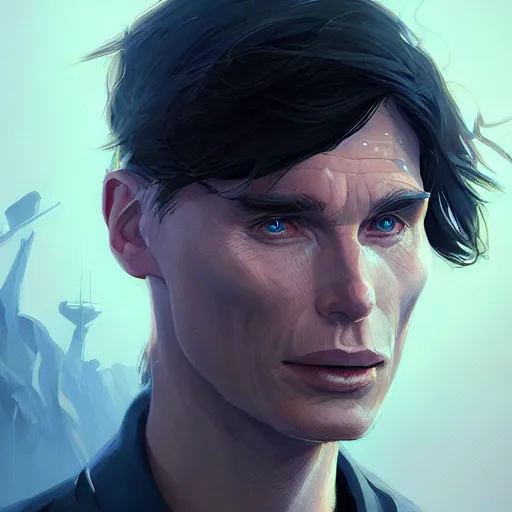 Image similar to Portrait of Cillian Murphy as the Reaper, mattepainting concept Blizzard pixar maya engine on stylized background splash comics global illumination lighting artstation lois van baarle, ilya kuvshinov, rossdraws