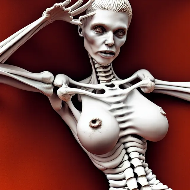 Prompt: bone statue woman, highly detailed, 4 k, hdr, smooth, sharp focus, high resolution, artgerm, photorealistic