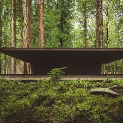 Image similar to a building in the middle of a forest, architecture