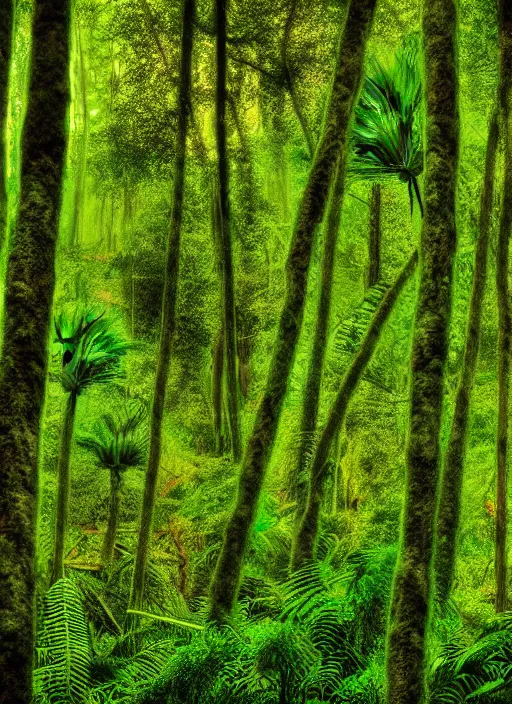 Image similar to lush forest, high detail, 4 k, dadaism style