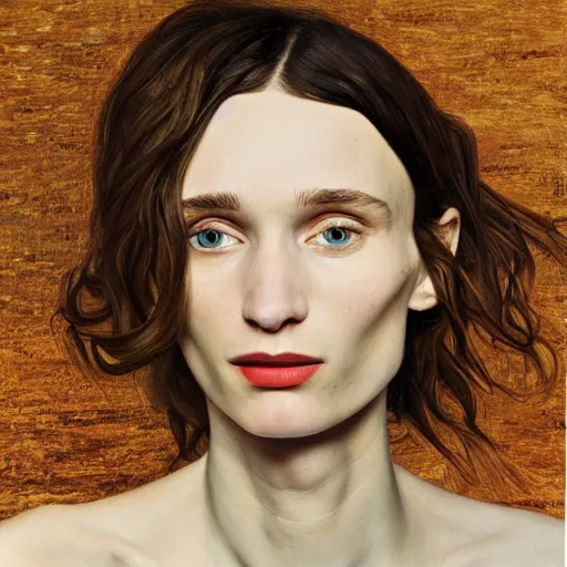 Image similar to high quality high detail painting by lucian freud, hd, portrait of rooney mara, photorealistic lighting