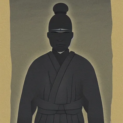 Image similar to an artwork of a black samurai