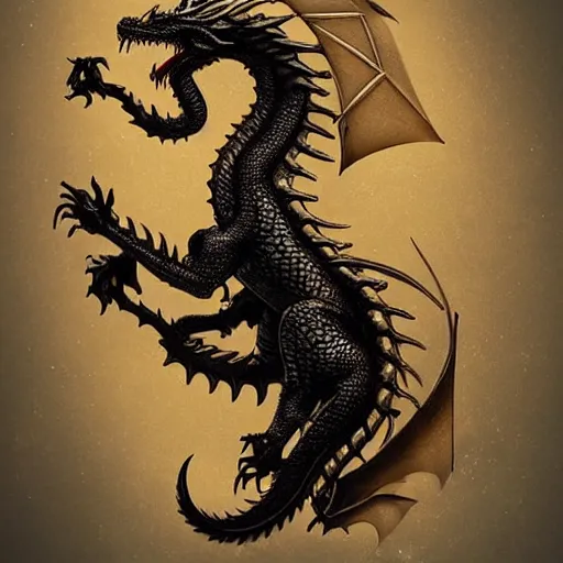 Image similar to emblem of black dragon on a gold metallic dragon emblem, by artgerm, tom bagshaw, gerald brom, moody vibe, victorian vibe, gold, shiny, gold, 4 k, hd,