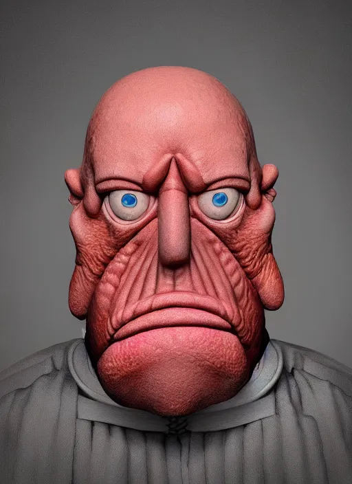 Image similar to photorealistic 3 0 0 0 ( dr. john a. zoidberg ), portrait photography feroflex photorealistic studio lighting ektachrome detailed intricate face details, ultradetails, beautiful face, realistic shaded perfect face, extremely fine details