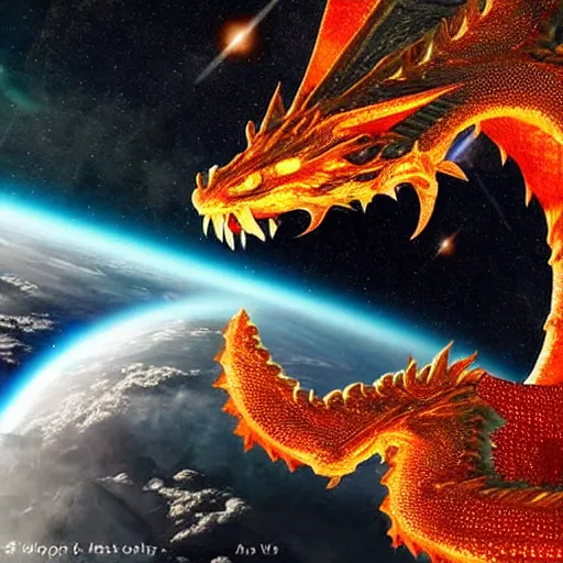 Image similar to photo of dragon in space