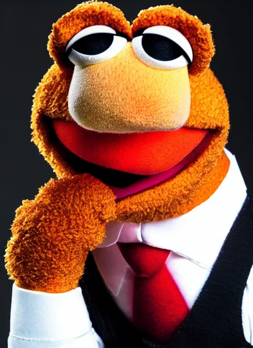 Image similar to studio portrait still of muppet!!!!! agent smith!!!!!! as a muppet muppet as a muppet, 8 k, studio lighting, key light,