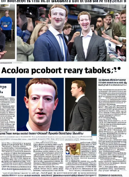 Image similar to breaking news mark zuckerberg is a robot, newspaper article