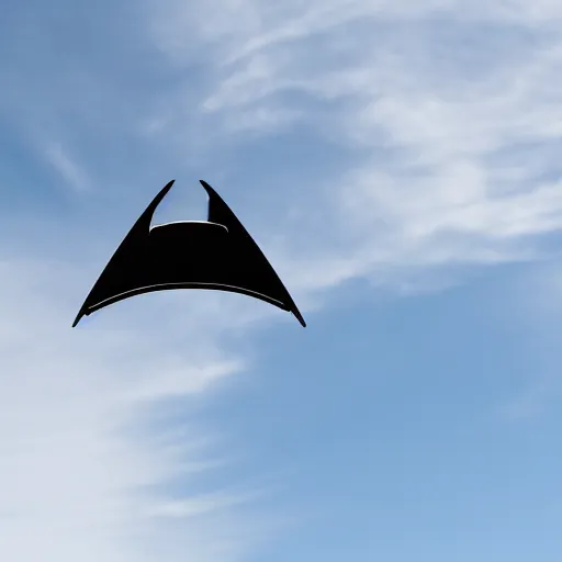 Prompt: Black square spaceship flying in the daytime sky UFO