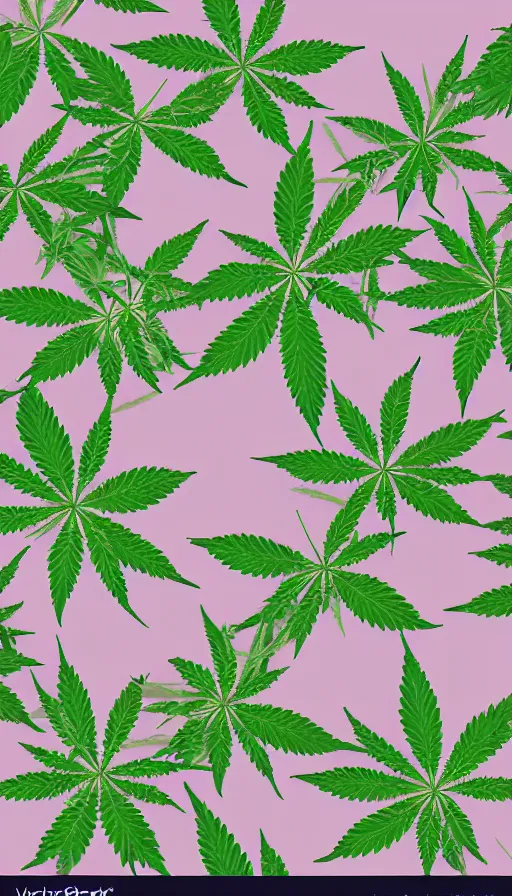 Prompt: pattern with marijuana leaves and coconuts in pastel tone
