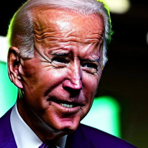 Prompt: joe biden with purple and green hair