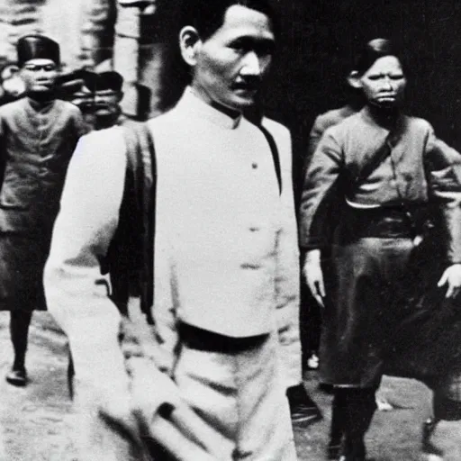 Image similar to vintage photo of jose rizal walking in manila streets in the 1 9 0 0 s