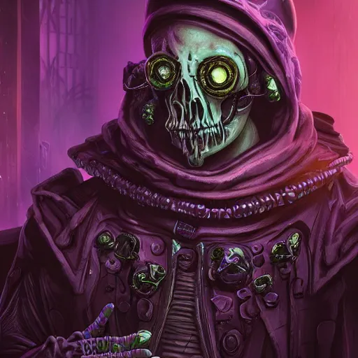 Image similar to cyberpunk undead lich ilithid mindflayer playing synthesizers, honeycomb skull structure, D&D, highly detailed, realistic, technology and magic,