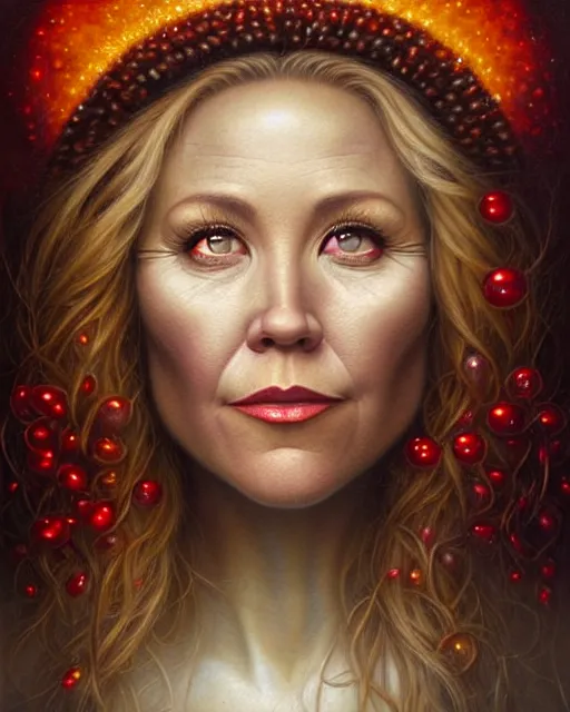 Image similar to detailed portrait of christina applegate apple!! gate! by tomasz alen kopera and peter mohrbacher and johanna martine! and margaret keane! coherent luminescent