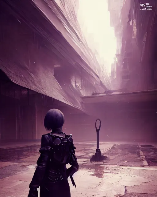 Image similar to yorha no. 2 type b, medium shot, asymmetrical, profile picture, hyper realism, cinematic, volumetric lighting, epic composition, high detail, octane render, unreal engine, 8 k, concept art, 3 d render, digital art, deviantart artstation, ray tracing, apocalyptic, intricate complexity, extremely detailed, very sharp,