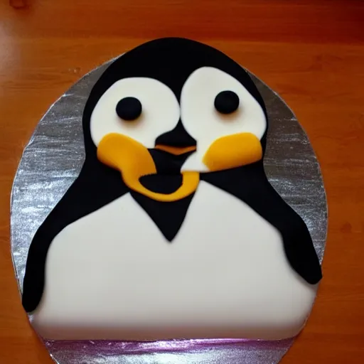 Image similar to birthday cake in the shape of a penguin