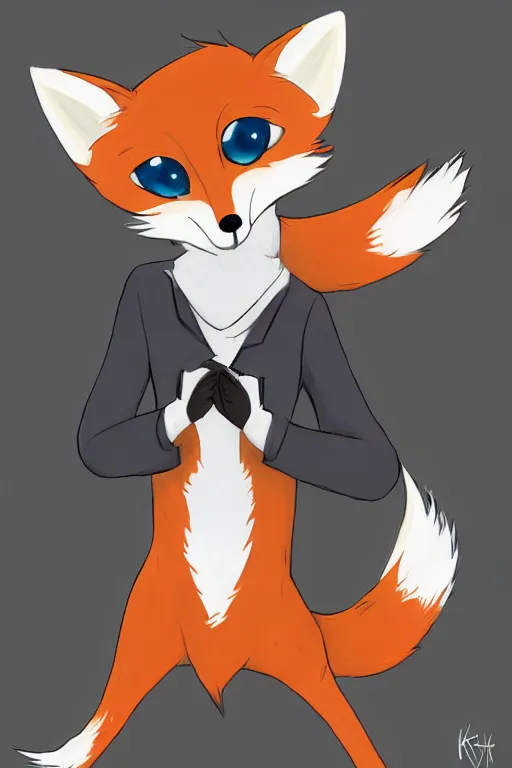 Image similar to an anthropomorphic fox, fursona!!!! trending on furaffinity, by kawacy