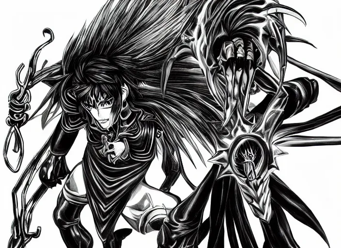 Prompt: shin megami tensei art of a demon called black volga, car, art by kazuma kaneko, demonic! compedium!, digital drawing, white background, high quality, highly detailed