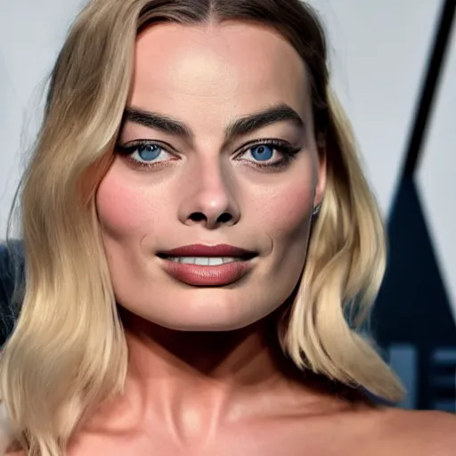 Image similar to margot robbie wearing makeup, 8k resolution