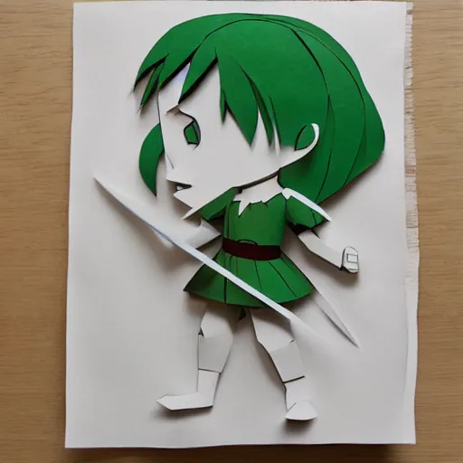 Prompt: a paper model of linkle, paper modeling art.