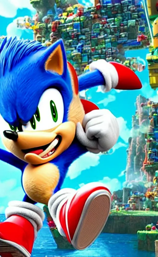 prompthunt: Sonic the hedgehog with a flamethrower, award winning