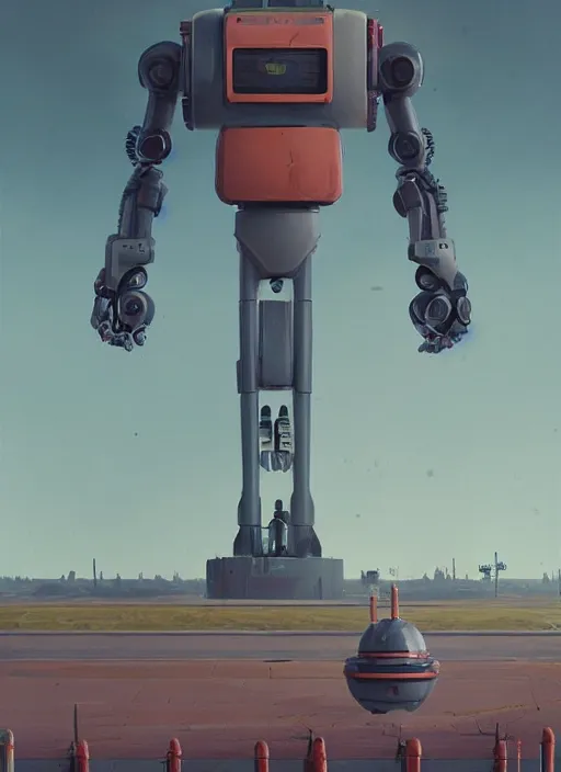 Prompt: a matte painting of a robot by simon stalenhag