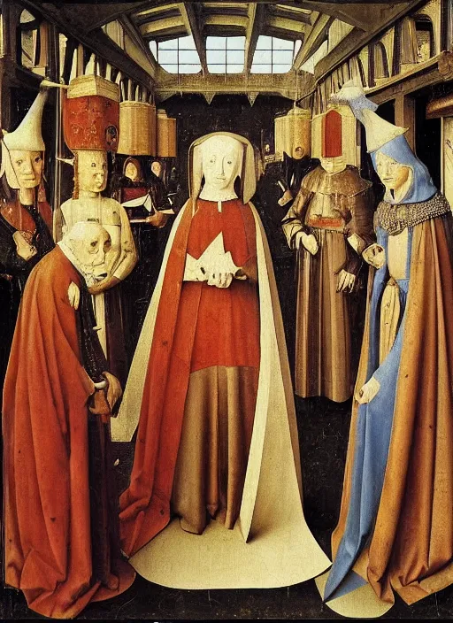 Image similar to Medici family by Jan van Eyck, Hieronymus Bosch, highly detailed medieval painting,