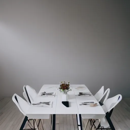 Image similar to a modern fashionable white wooden table design in a white studio environment