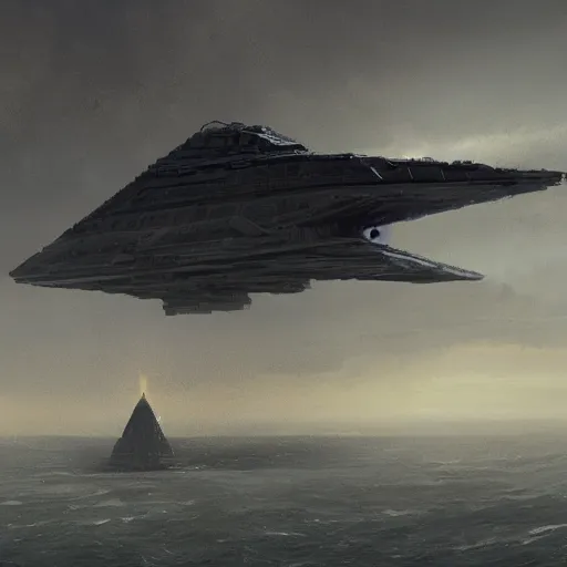 Image similar to concept art of an star destroyer by greg rutkowski