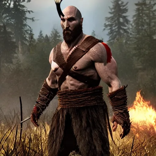 Image similar to actor christian bale the God of War game