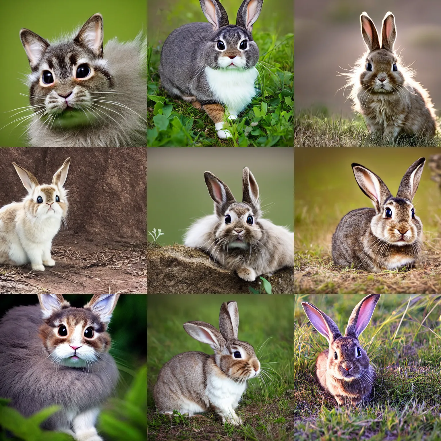 Prompt: a bunny - cat, wildlife photography