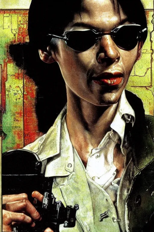 Image similar to Neo from Matrix painted by Norman Rockwell