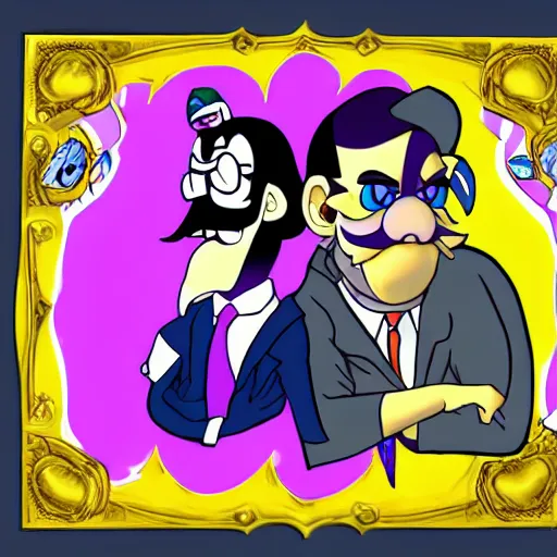 Prompt: president waluigi with vice - president wario, real, photograph, photo, color