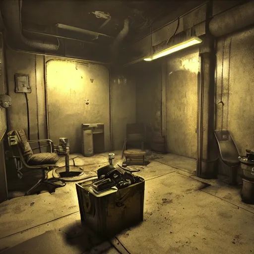 Image similar to fallout concept art vault - tec interior render grim realistic lighting unreal engine 5