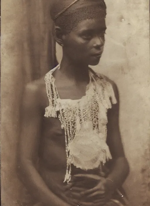 Prompt: old photo of a beautiful Abyssinian maiden