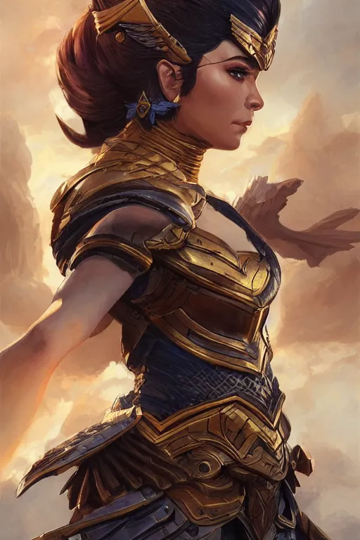 Image similar to amazon valkyrie athena, d & d, fantasy, portrait, highly detailed, headshot, digital painting, trending on artstation, concept art, sharp focus, illustration, art by artgerm and greg rutkowski and magali villeneuve