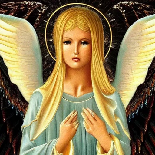 Image similar to mystic angel, femal, beautiful, heavenly, high detail, attractive,