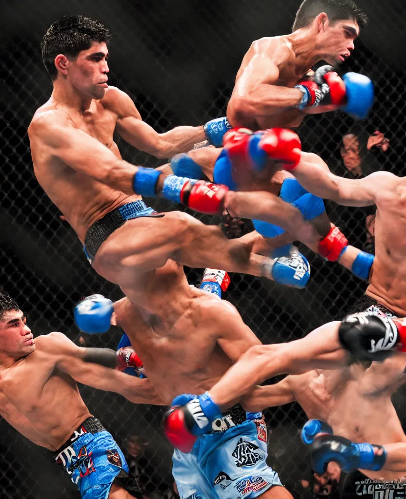 Image similar to chito vera knocks out dominick cruz via headkick, by annie leibovitz and steve mccurry, natural light, detailed face, canon eos c 3 0 0, ƒ 1. 8, 3 5 mm, 8 k, medium - format print