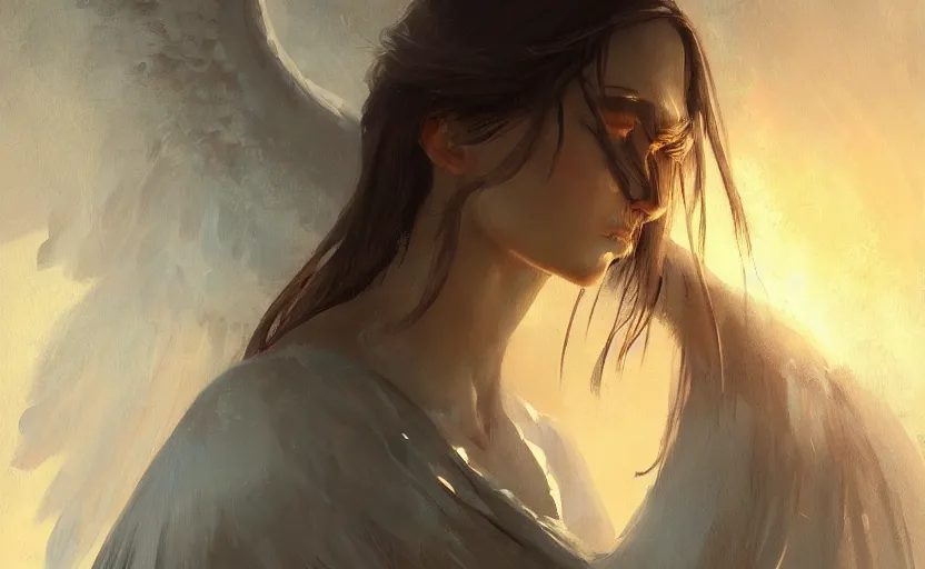 Image similar to A painting of an Angel trending on artstation in the style of Greg Rutkowski