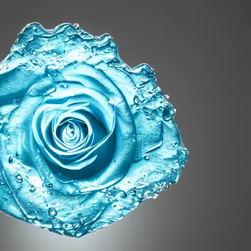 Prompt: rose made of water, 4k, studio lighting