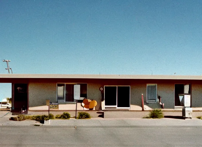 Image similar to a midcentury modern motel in tuscon arizona in the year 1 9 6 7