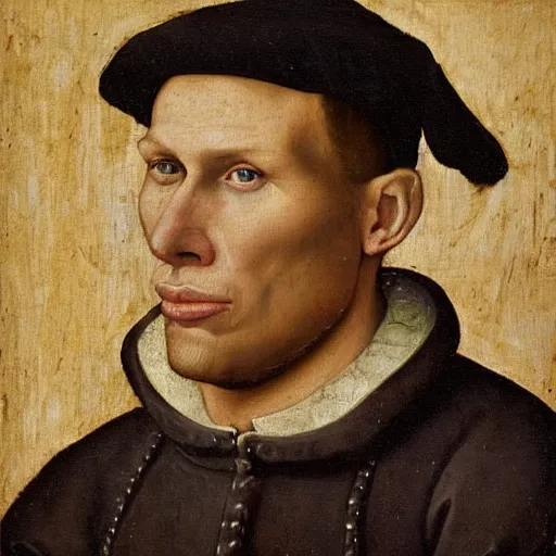 Image similar to A 15th century medieval renaissance oil painting of Jerma985, portrait of Jerma985, grainy, realistic, very realistic, hyperrealistic, highly detailed, very detailed, extremely detailed, very neat, very epic, very cool, detailed, trending on artstation