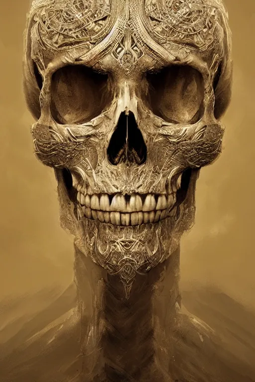 Image similar to skull god, close - up portrait, powerfull, intricate, elegant, volumetric lighting, scenery, digital painting, highly detailed, artstation, sharp focus, illustration, concept art, ruan jia, steve mccurry