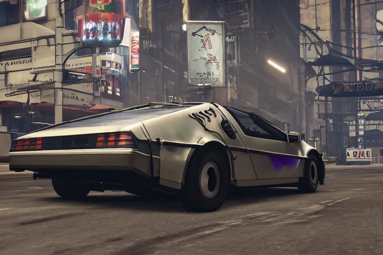 Image similar to 1 9 2 2 delorean by grand theft auto v, by red dead redemption 2, by cyberpunk 2 0 7 7